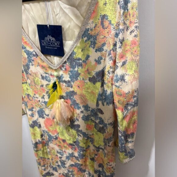 OKY ^ COKY - Colorful Floral Dress with Tassel Detail- Spanish Designer - Picture 7 of 11